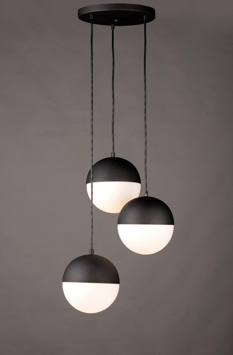 Half Moon 16.5' 3 Light Multi-Light Pendant in Black