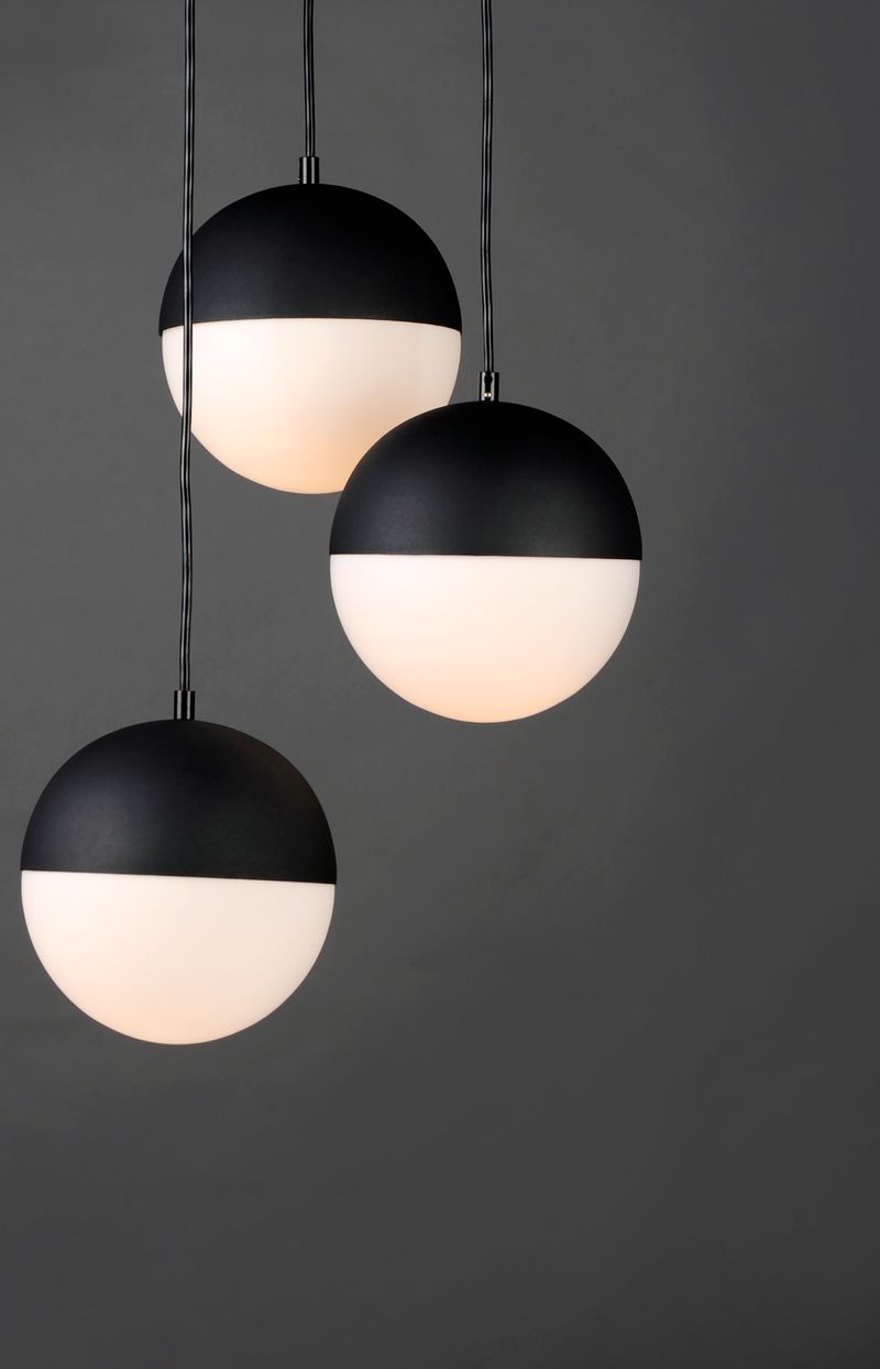 Half Moon 16.5' 3 Light Multi-Light Pendant in Black