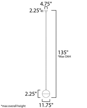 Half Moon 11.75' Single Light Pendant in Black
