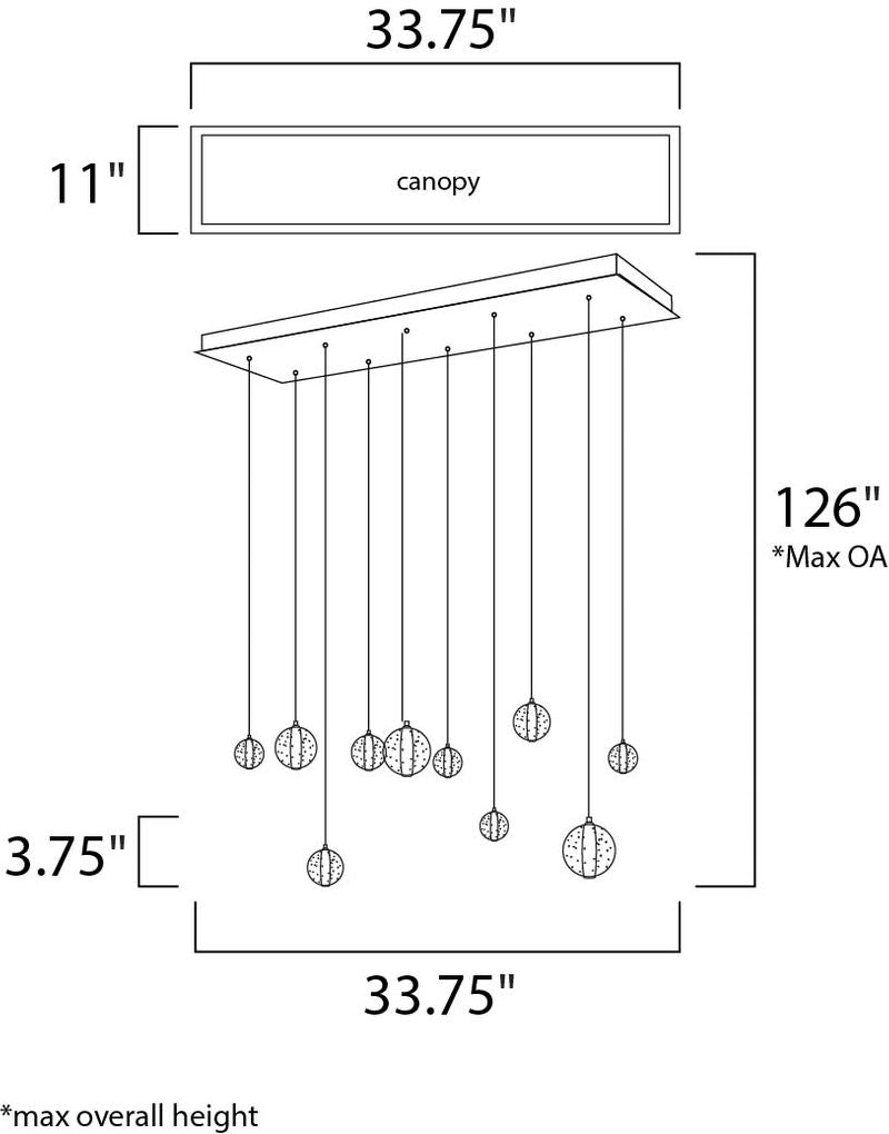 Harmony 11' 10 Light Linear Pendant in Polished Chrome