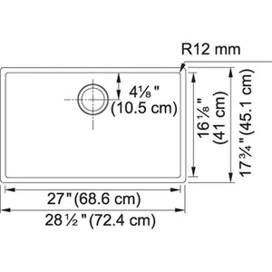 Cube 28.5' Stainless Steel Single Basin Kitchen Sink with 33' Minimum Cabinet Length