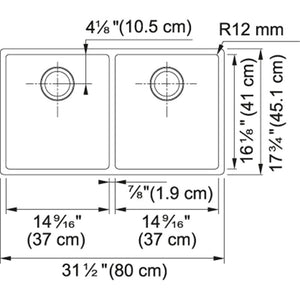 Cube 31.5' x 17.75' Stainless Steel Double Basin Kitchen Sink