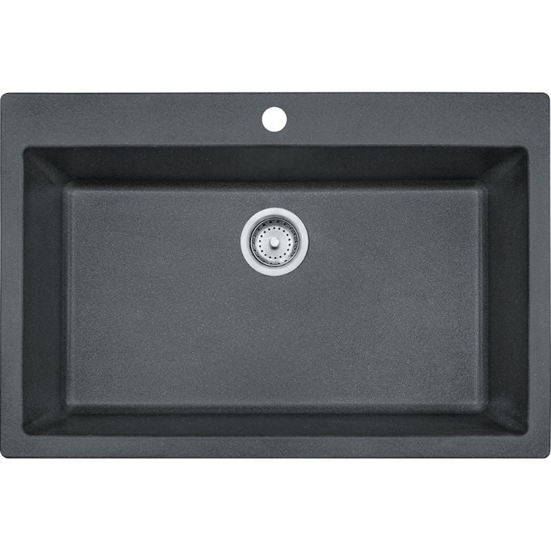 Primo 33' Granite Single Basin Drop-In Kitchen Sink in Graphite - 30' Basin