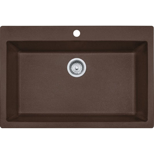 Primo 33" Granite Single Basin Drop-In Kitchen Sink in Mocha - 30" Basin
