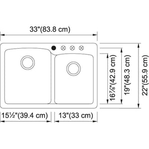 Ellipse Granite Double Basin Dual-Mount Kitchen Sink in Champagne - 15.5' Basin Width