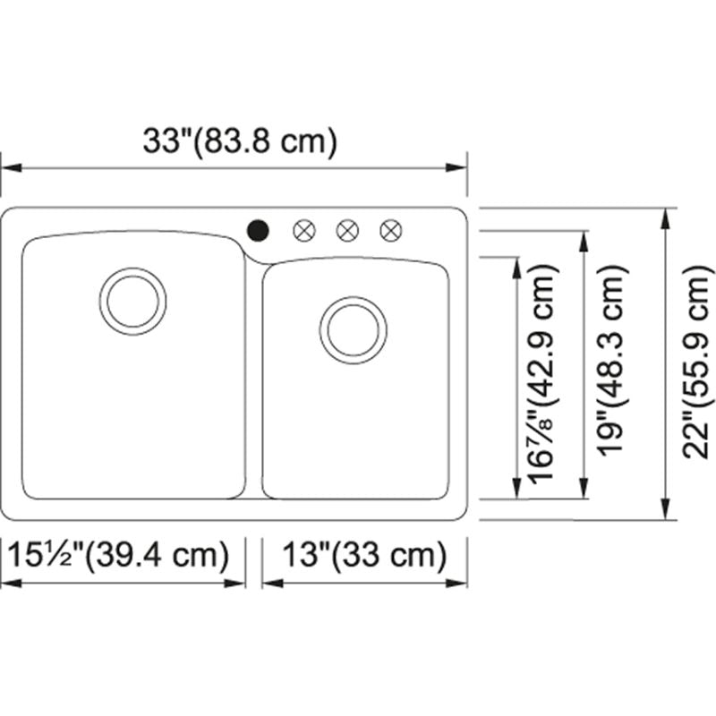Ellipse Granite Double Basin Dual-Mount Kitchen Sink in Champagne - 15.5' Basin Width