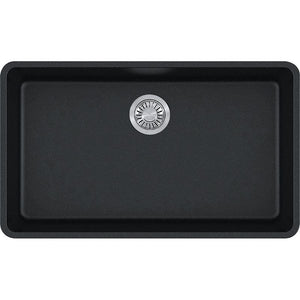 Kubus 32.38' Granite Single Basin Undermount Kitchen Sink in Onyx