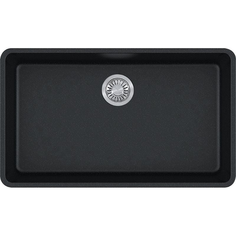 Kubus 32.38' Granite Single Basin Undermount Kitchen Sink in Onyx