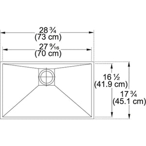 Peak 28.75' Stainless Steel Single Basin Undermount Kitchen Sink (Minimum Cabinet Length of 33')