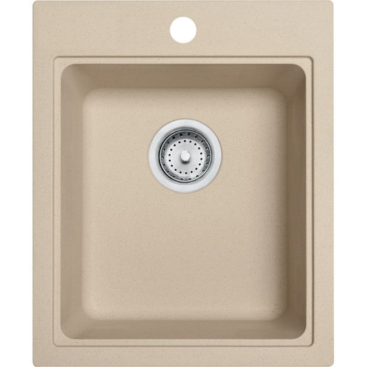 Quantum 16.75" Granite Single Basin Drop-In Kitchen Sink in Champagne