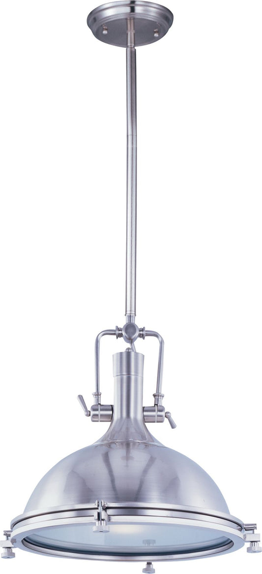 Hi-Bay 17.75" Single Light Pendant in Satin Nickel with Frosted Glass Finish