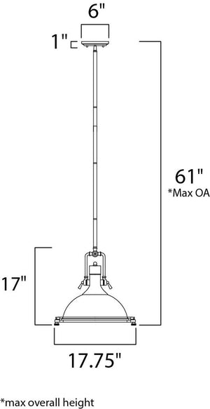 Hi-Bay 17.75' Single Light Pendant in Bronze