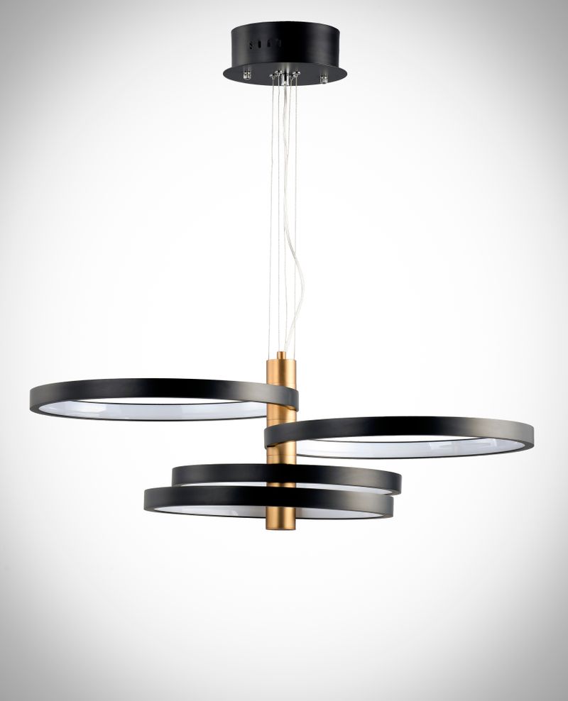 Hoopla 29.5' 4 Light Multi-Light Pendant/Chandelier in Black and Gold