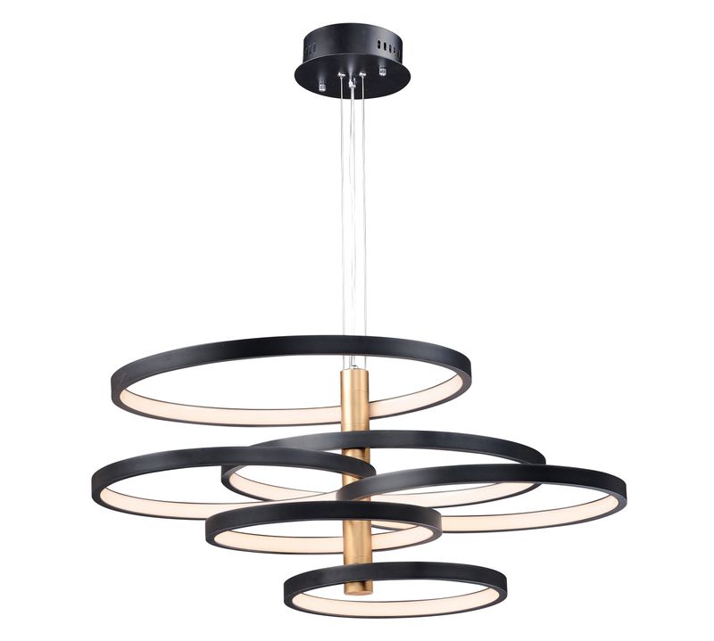 Hoopla 45.25' 6 Light Multi-Light Pendant in Black and Gold