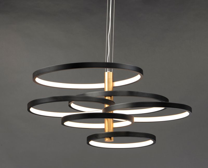 Hoopla 45.25' 6 Light Multi-Light Pendant in Black and Gold
