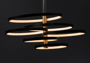 Hoopla 45.25' 6 Light Multi-Light Pendant in Black and Gold