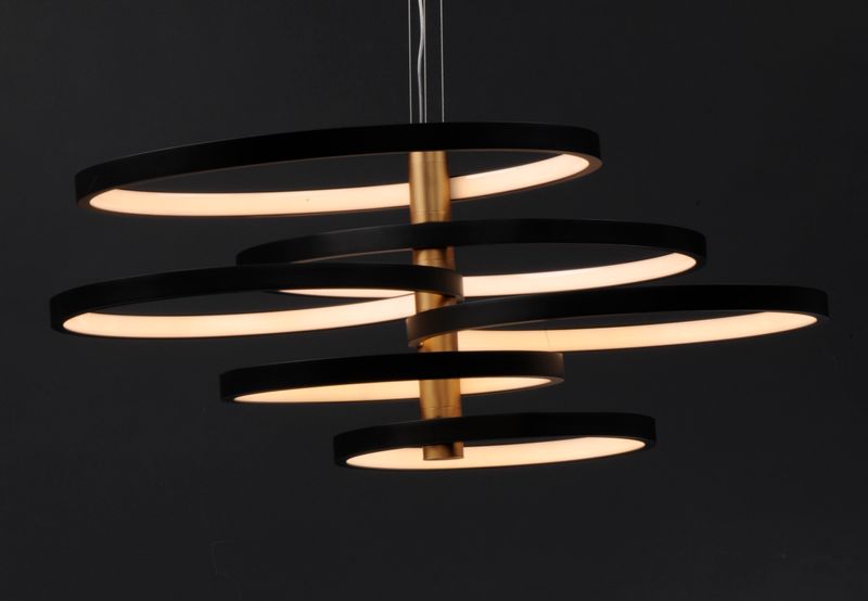 Hoopla 45.25' 6 Light Multi-Light Pendant in Black and Gold