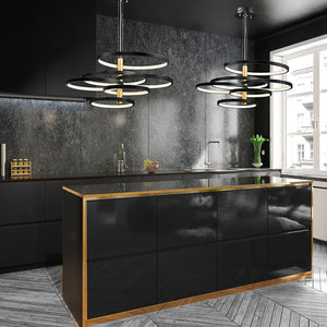 Hoopla 45.25' 6 Light Multi-Light Pendant in Black and Gold