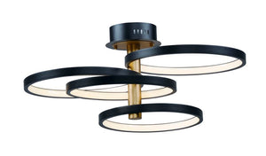 Hoopla 33.5' 4 Light Multi-Light Pendant in Black and Gold