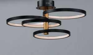 Hoopla 33.5' 4 Light Multi-Light Pendant in Black and Gold
