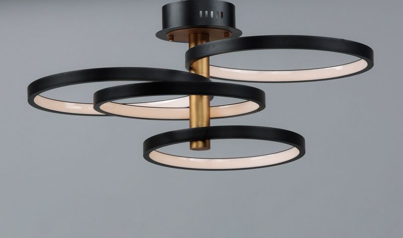 Hoopla 33.5' 4 Light Multi-Light Pendant in Black and Gold