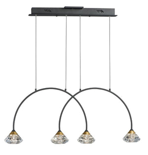 Hope 5.5' 4 Light Linear Pendant in Black and Metallic Gold