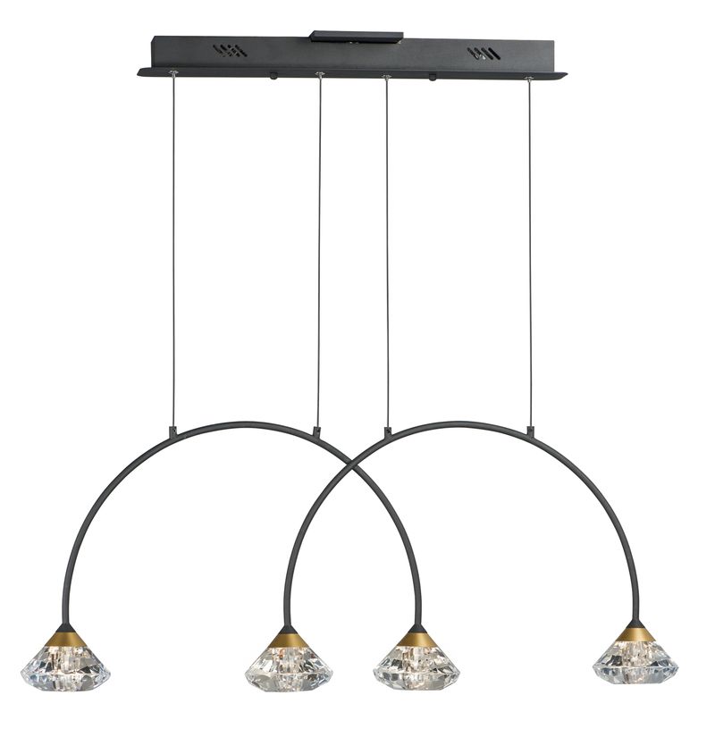 Hope 5.5' 4 Light Linear Pendant in Black and Metallic Gold