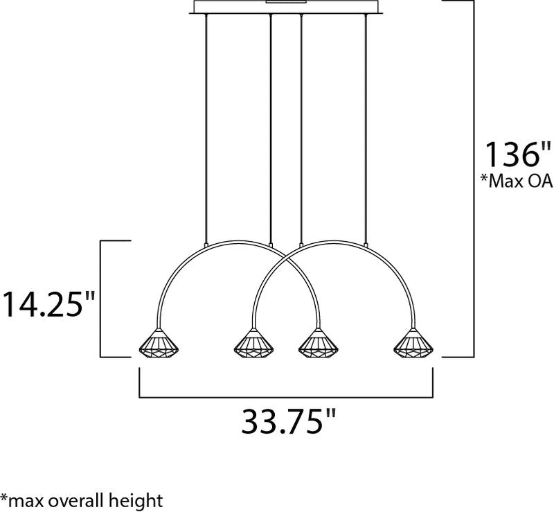 Hope 5.5' 4 Light Linear Pendant in Black and Metallic Gold
