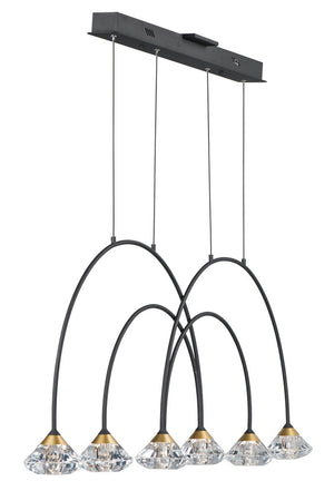 Hope 5.5' 6 Light Linear Pendant in Black and Metallic Gold