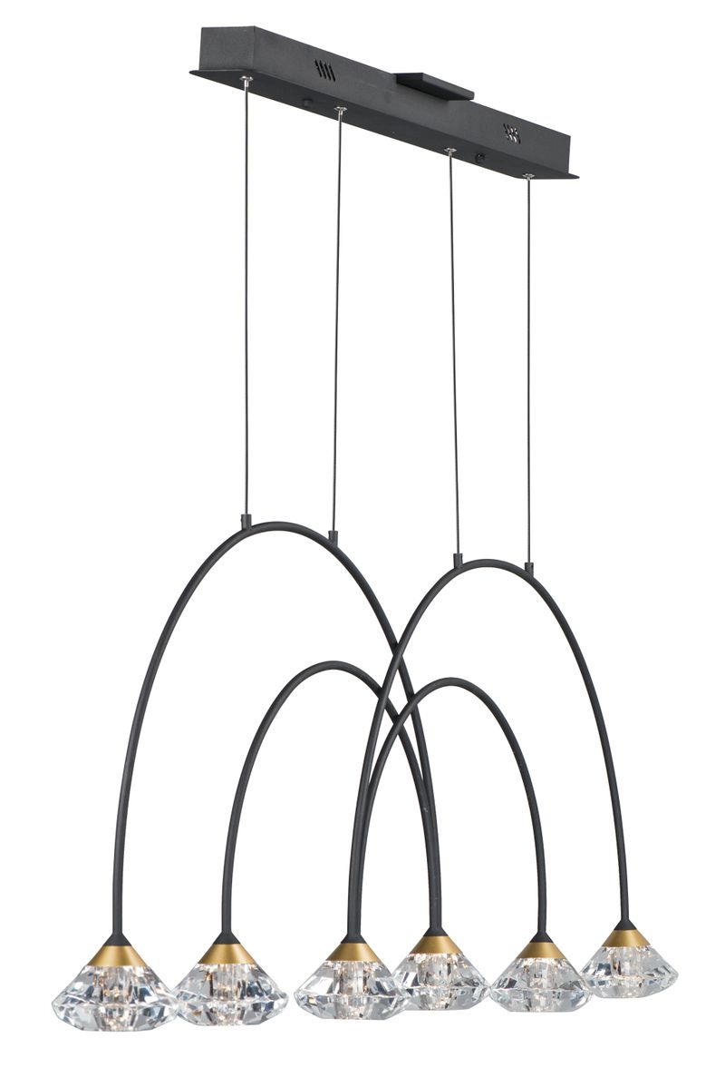 Hope 5.5' 6 Light Linear Pendant in Black and Metallic Gold