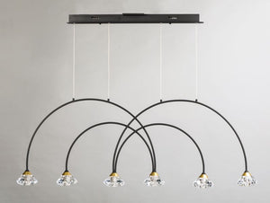 Hope 5.5' 6 Light Linear Pendant in Black and Metallic Gold