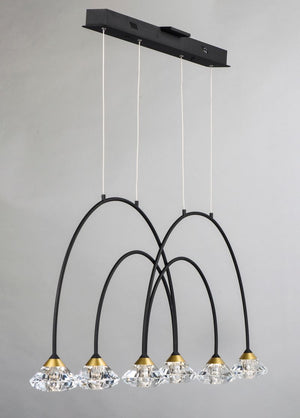 Hope 5.5' 6 Light Linear Pendant in Black and Metallic Gold