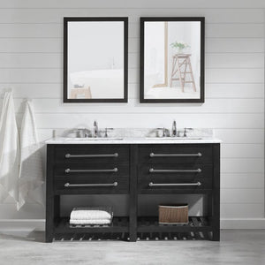 Wesley Iron Grey Freestanding Vanity with Integrated Sink and Countertop - Two Drawers (60' x 34.5' x 22')