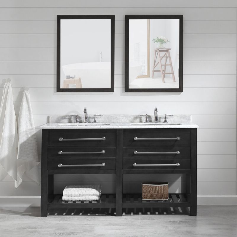 Wesley Iron Grey Freestanding Vanity with Integrated Sink and Countertop - Two Drawers (60' x 34.5' x 22')
