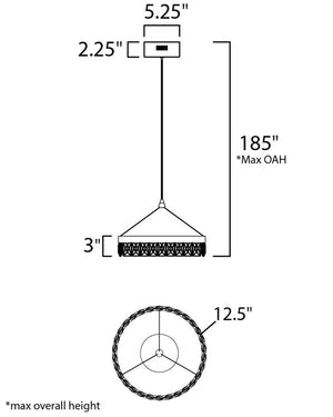 Icycle 12.5' Wide 1 Light Single Pendant using PCB Integrated LED Bulbs in Polished Chrome