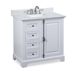 Hillsdale Dove White Freestanding Vanity Cabinet with Single Basin Integrated Sink and Countertop - One Door Two Drawers (37' x 34.5' x 22')