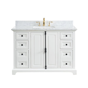 Hillsdale Dove White Freestanding Vanity Cabinet with Single Basin Integrated Sink and Countertop - Two Doors Six Drawers (49' x 34.5' x 22')