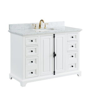 Hillsdale Dove White Freestanding Vanity Cabinet with Single Basin Integrated Sink and Countertop - Two Doors Six Drawers (49' x 34.5' x 22')