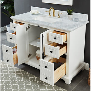 Hillsdale Dove White Freestanding Vanity Cabinet with Single Basin Integrated Sink and Countertop - Two Doors Six Drawers (49' x 34.5' x 22')