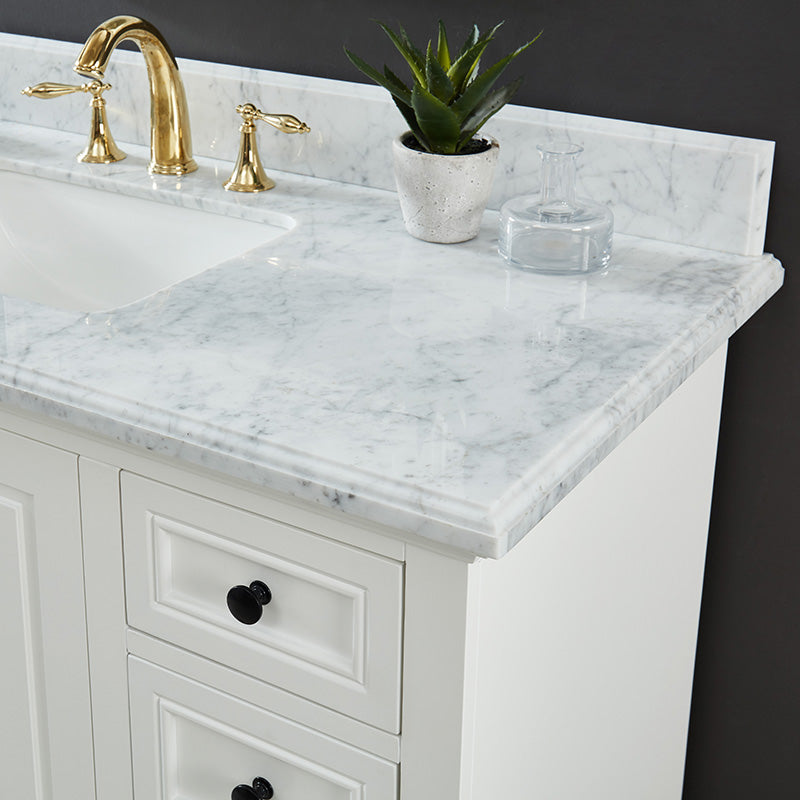 Hillsdale Dove White Freestanding Vanity Cabinet with Double Basin Integrated Sink and Countertop - Four Doors Four Drawers (61' x 34.5' x 22')