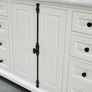 Hillsdale Dove White Freestanding Vanity Cabinet with Double Basin Integrated Sink and Countertop - Four Doors Four Drawers (61' x 34.5' x 22')