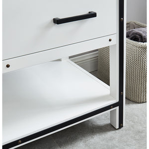 Axel Dove White Freestanding Vanity Cabinet with Single Basin Integrated Sink and Countertop - Two Drawers (37' x 34.5' x 22')