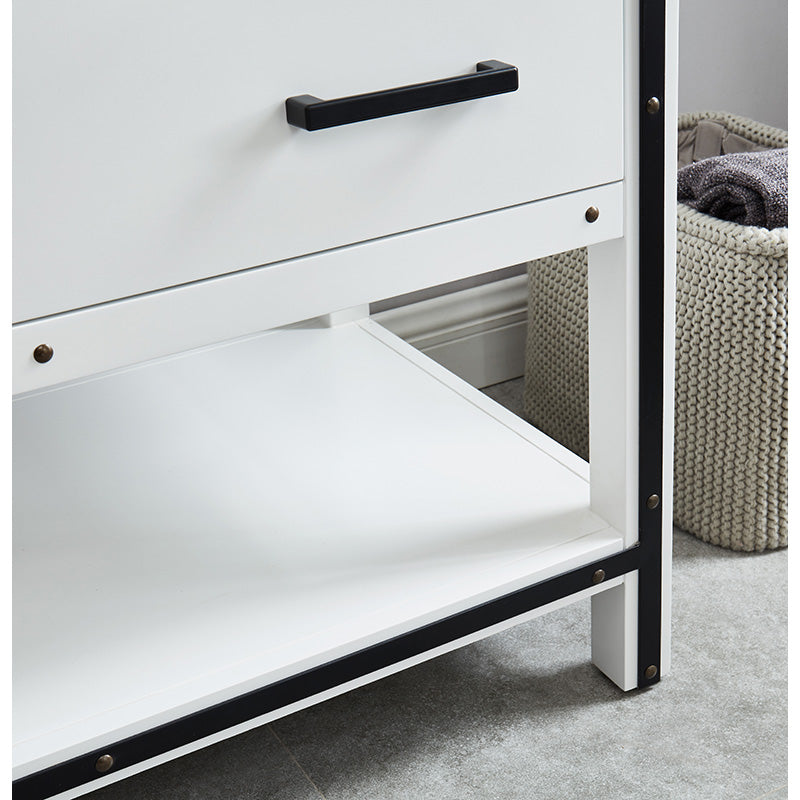 Axel Dove White Freestanding Vanity Cabinet with Single Basin Integrated Sink and Countertop - Two Drawers (37' x 34.5' x 22')