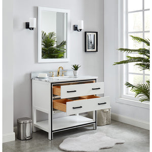 Axel Dove White Freestanding Vanity Cabinet with Single Basin Integrated Sink and Countertop - Two Drawers (37' x 34.5' x 22')