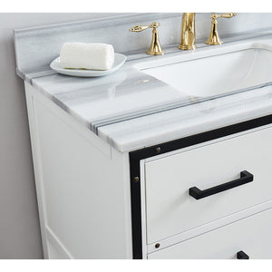 Axel Dove White Freestanding Vanity Cabinet with Single Basin Integrated Sink and Countertop - Two Drawers (37' x 34.5' x 22')