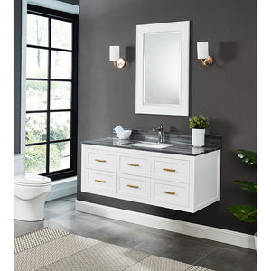 Caulder Dove White Freestanding Vanity Cabinet with Single Basin Integrated Sink and Countertop - Six Drawers (49' x 34.5' x 22')