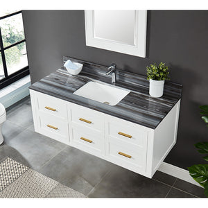Caulder Dove White Freestanding Vanity Cabinet with Single Basin Integrated Sink and Countertop - Six Drawers (49' x 34.5' x 22')