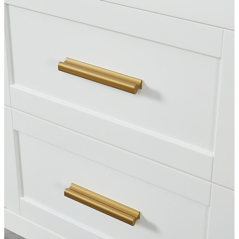 Caulder Dove White Freestanding Vanity Cabinet with Single Basin Integrated Sink and Countertop - Six Drawers (49' x 34.5' x 22')