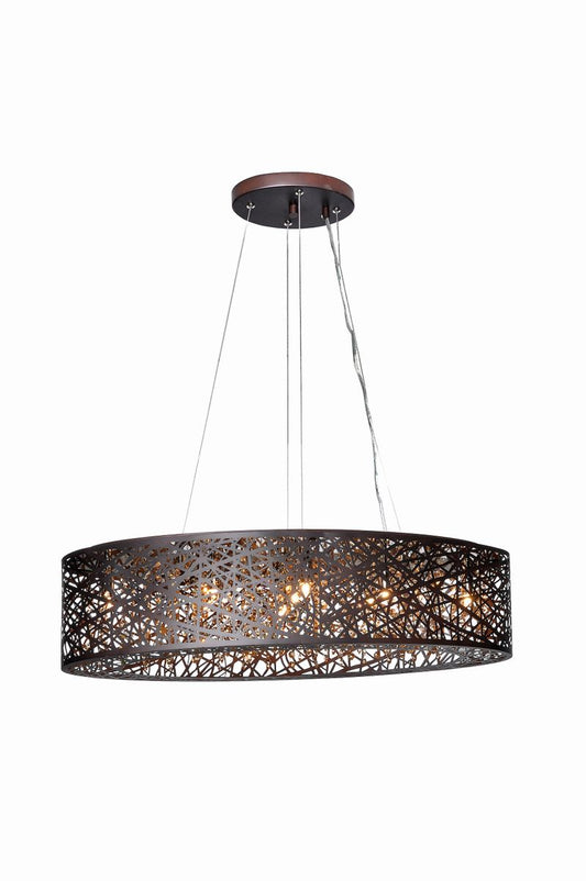 Inca 12" 9 Light Linear Pendant in Bronze