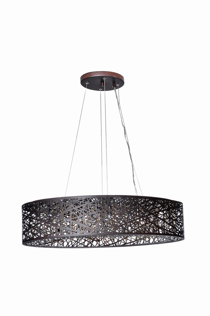 Inca 12' 9 Light Linear Pendant in Bronze